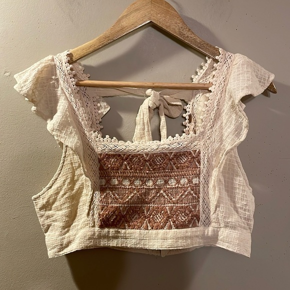 Free People Bohemian embroidered crochet lace insert VACATION PERFECTION - Picture 3 of 16